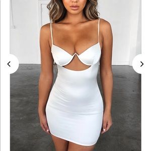White cut out satin mini dress small never worn